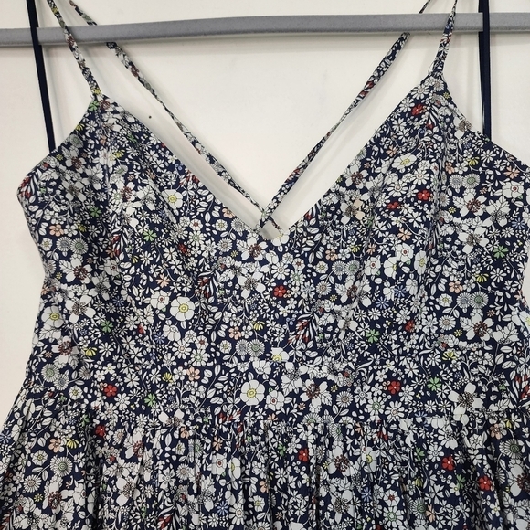 J. Crew Liberty Fabrics Blue Floral Strappy back Midi Dress Girly Prarie Fairyco - Picture 9 of 16